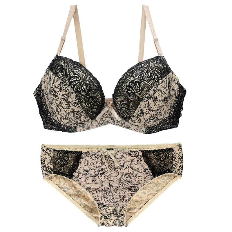 Ensemble soutien-gorge Push Up avec culotte assorti pour femmes