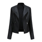 Veste en similicuir, coupe courte, manches longues pour femmes