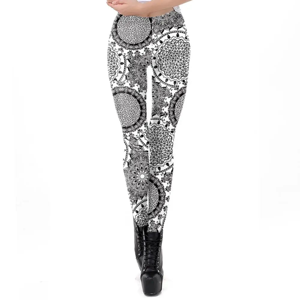 Leggings mandala gris pour femmes