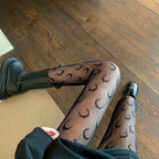 Collants résille avec motif de lune pour femmes