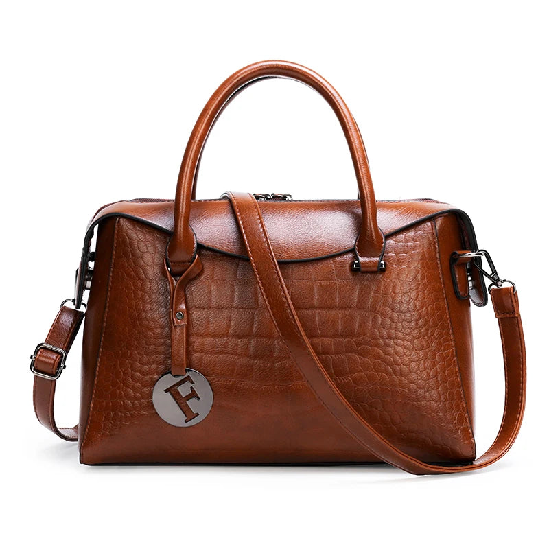 Sac à main en cuir motif crocodile pour femmes