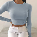 T-Shirt à manches longues et col rond pour femmes