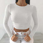 T-Shirt à manches longues et col rond pour femmes
