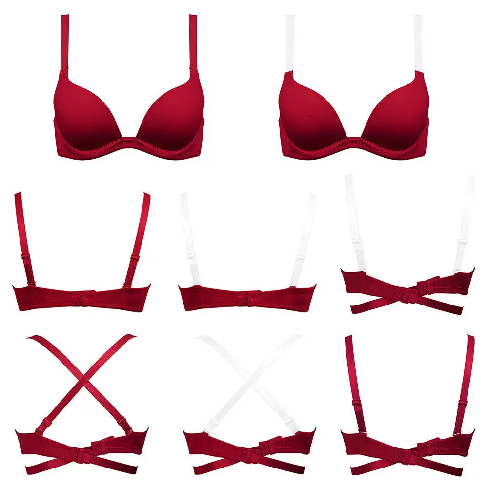 Soutien-gorge push-up rembourré à décolleté plongeant pour femmes