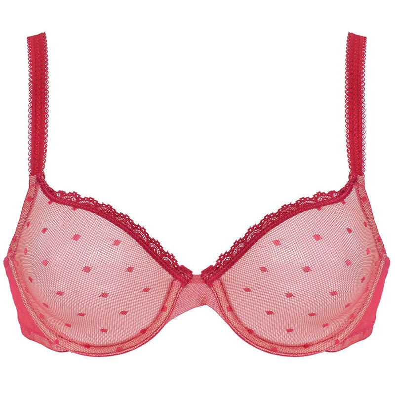 Soutien-gorge non rembourré à armatures et dentelle transparente pour femmes