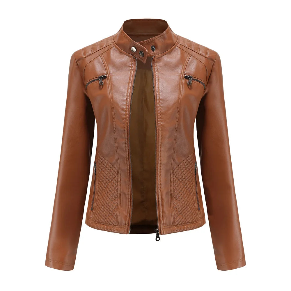 Veste en cuir PU pour femmes
