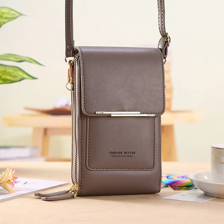 Sac à main pour téléphone portable à écran tactile en cuir souple pour femmes