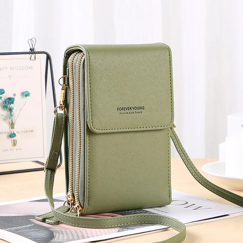 Sac à main pour téléphone portable à écran tactile en cuir souple pour femmes