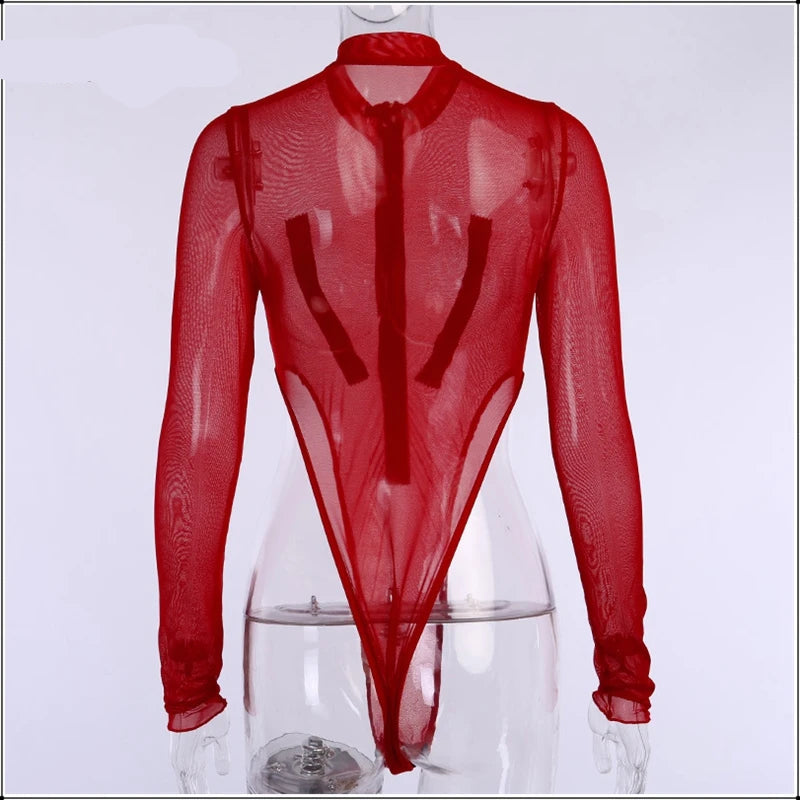 Body en maille transparente pour femmes