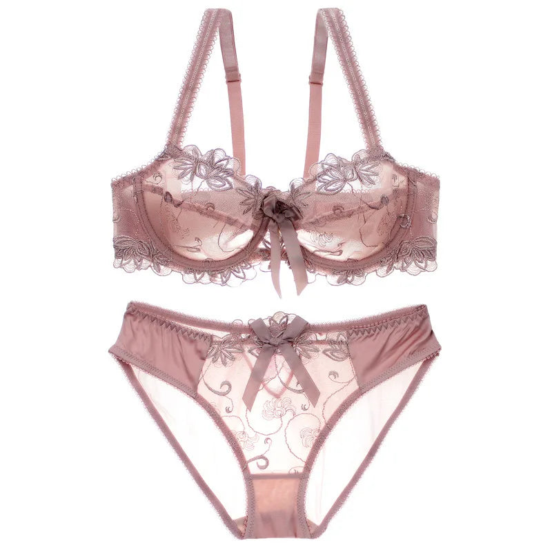 Ensemble Lingerie Femme – Dentelle Brodée Transparente