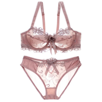 Ensemble Lingerie Femme – Dentelle Brodée Transparente