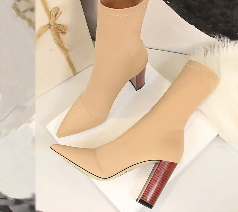 Bottine à talons hauts carrés pour femmes