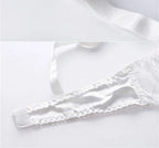 Ensemble de sous soutien-gorge et culotte transparent en dentelle brodée pour femmes