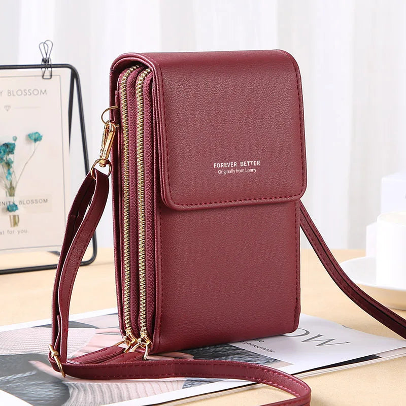 Sac à main pour téléphone portable à écran tactile en cuir souple pour femmes