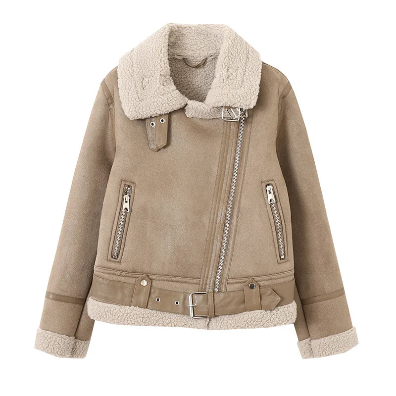 Veste en cuir de moto d'hiver pour femmes
