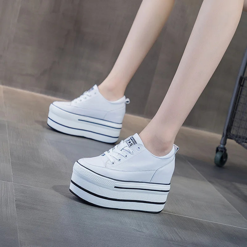 Baskets en cuir véritable souple pour femmes