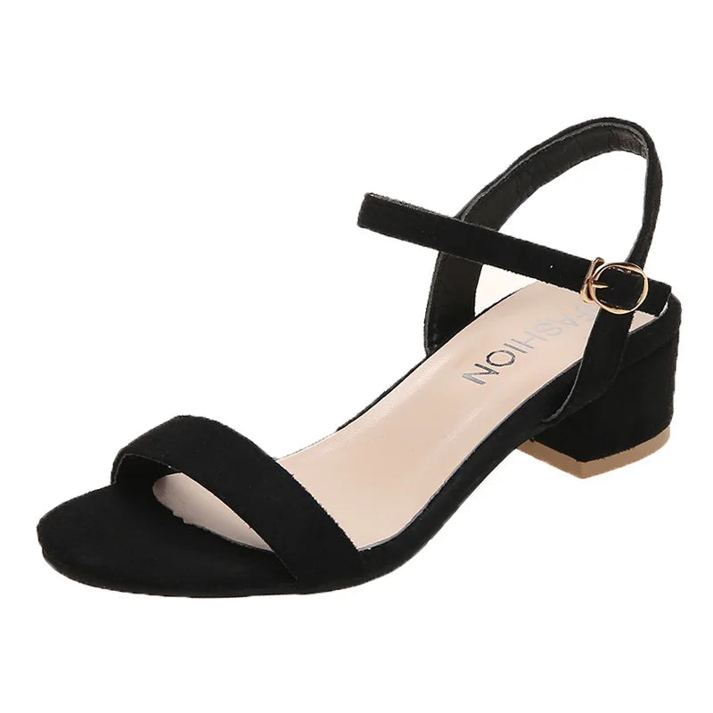 Sandales en faux daim à talons carrés pour femmes