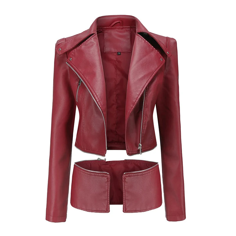 Veste en similicuir PU pour femmes