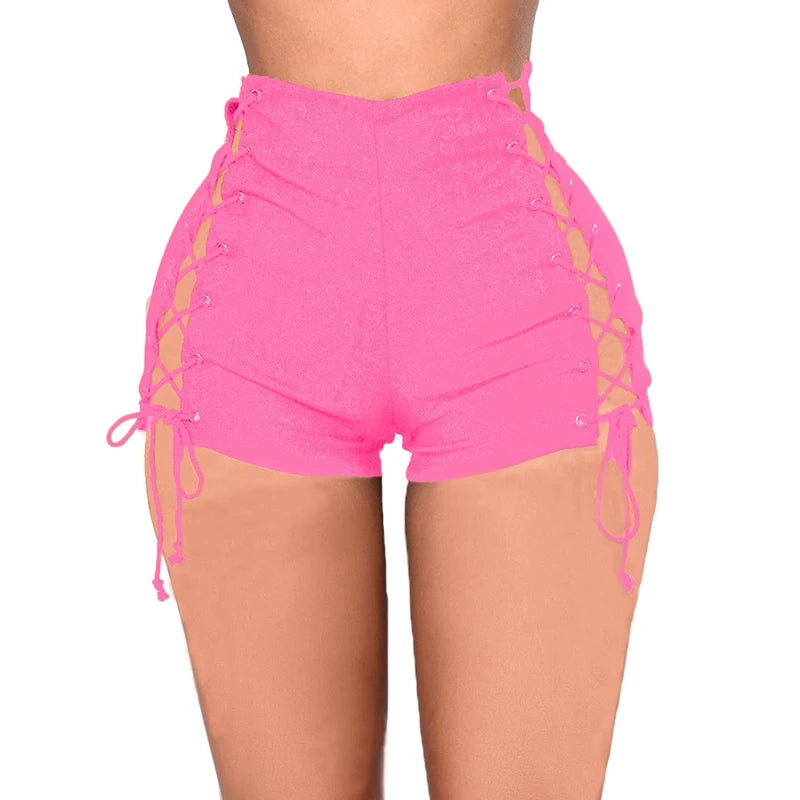Short en jean sexy à lacets pour femmes