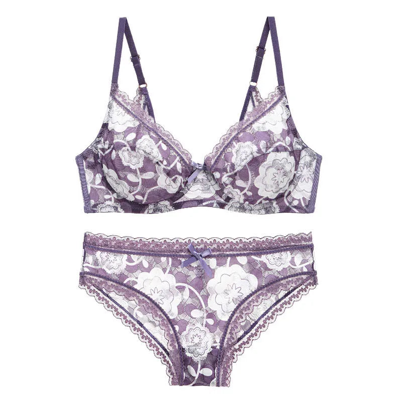 Ensembles soutien-gorge en dentelle Push Up et culotte pour femmes