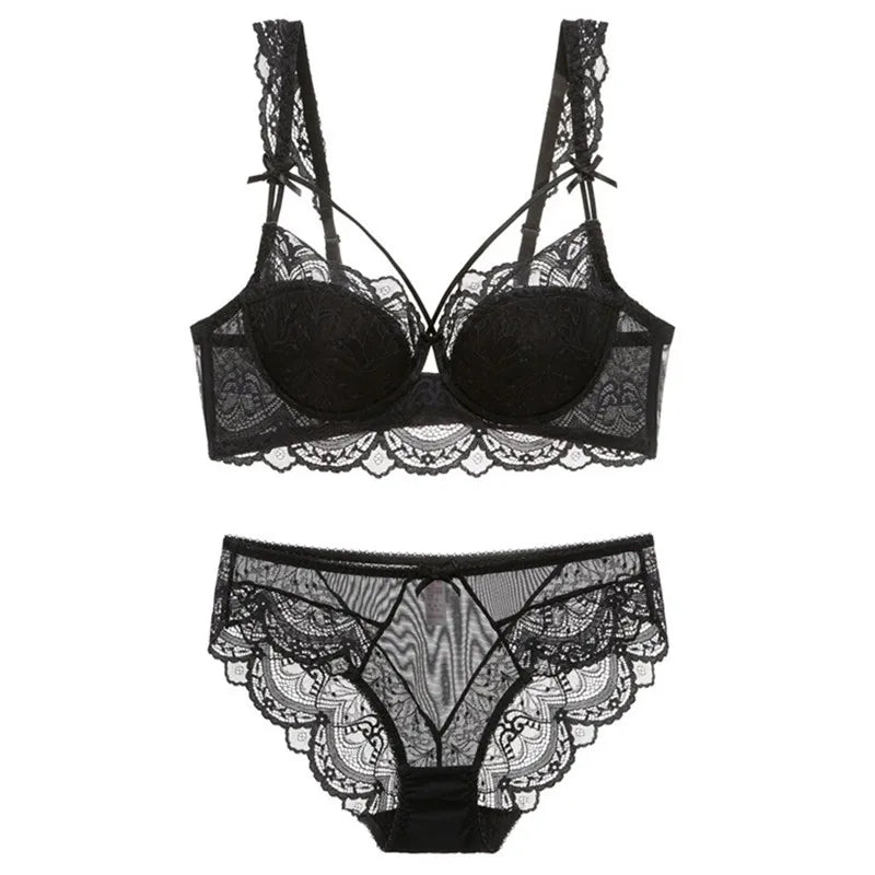 Ensemble soutien-gorge Push Up et culotte en dentelle pour femmes