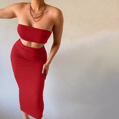 Ensemble 2 Pièces Femme – Bustier et Robe Longue Moulante
