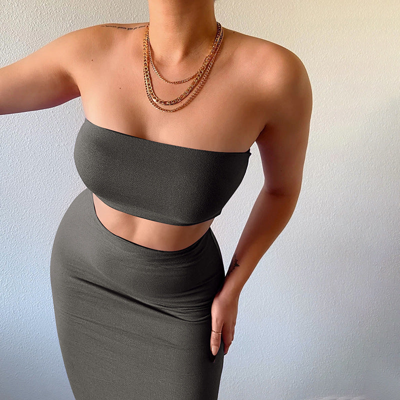 Ensemble 2 Pièces Femme – Bustier et Robe Longue Moulante