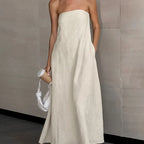 Robe de plage en lin de coton sans bretelles pour femmes