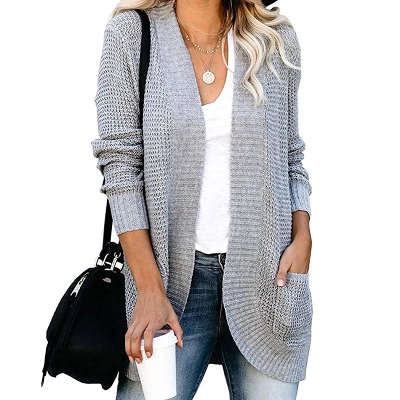 Cardigan long côtelé pour femmes
