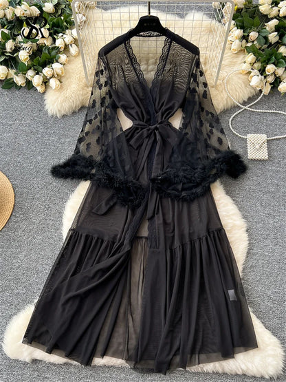 Robe Cardigan Femme – Élégante et Transparente