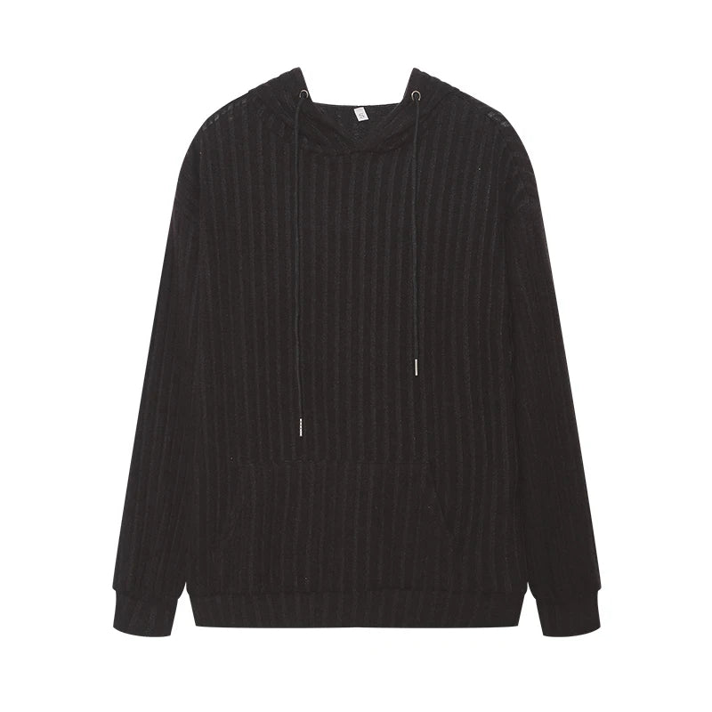 Pull en tricot à capuche rayé et manches longues pour femmes