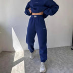 Ensemble deux pièces décontracté, sweat-shirt à manches longues et col rond, pantalon pour femmes