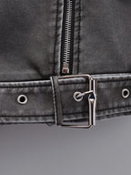 Veste ample rétro Pu Faux cuir pour femmes