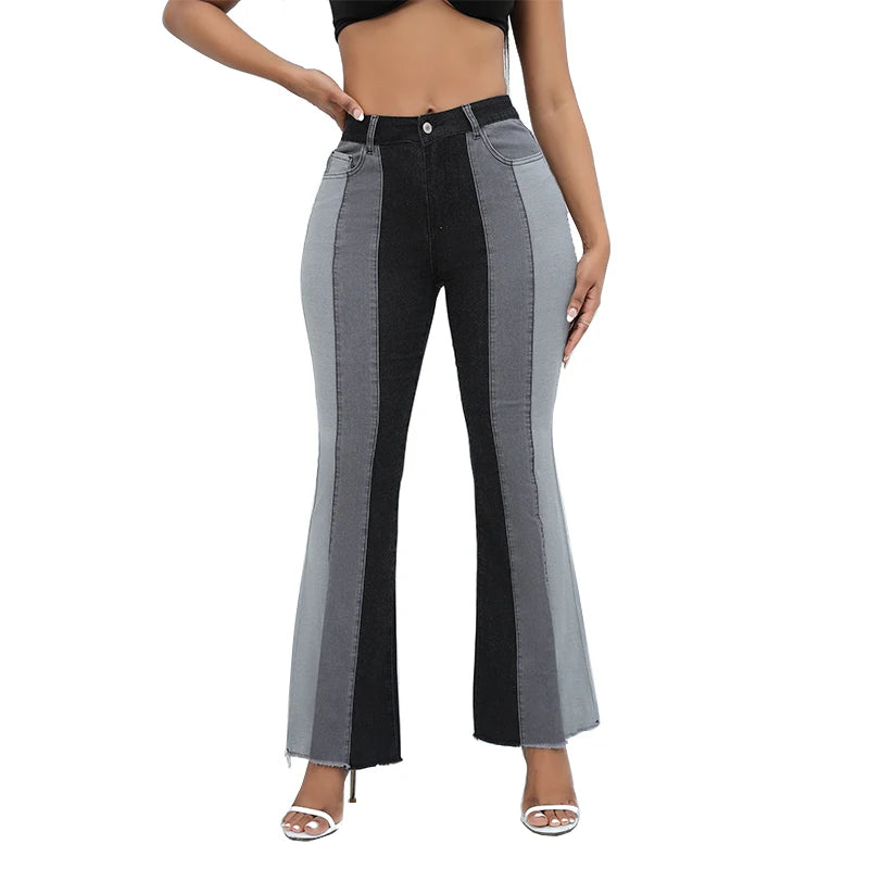 Pantalon en Jeans  taille haute pour femmes