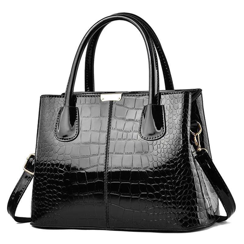 Sac à bandoulière en cuir PU verni pour femmes