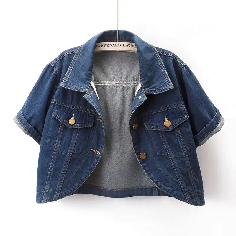 Veste en jean rose à manches courtes pour femmes