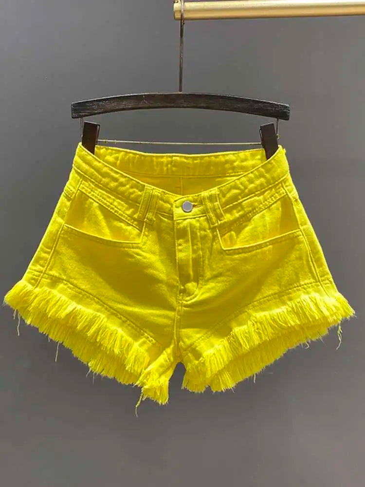 Short en jean vert ligne A pour femmes