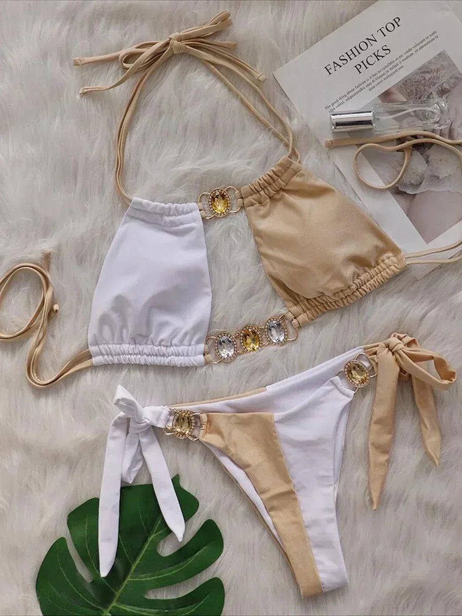 Maillot de bain deux pièces ajouré pour femmes