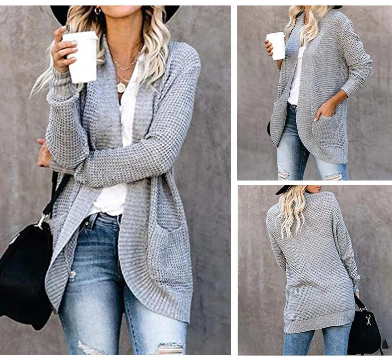 Cardigan long côtelé pour femmes