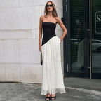 Robe longue bustier contrastée pour femmes