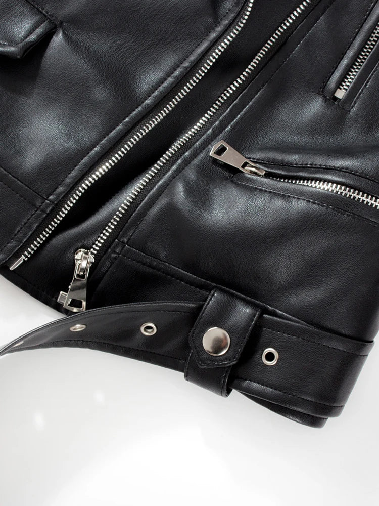 Veste en similicuir PU souple pour femmes