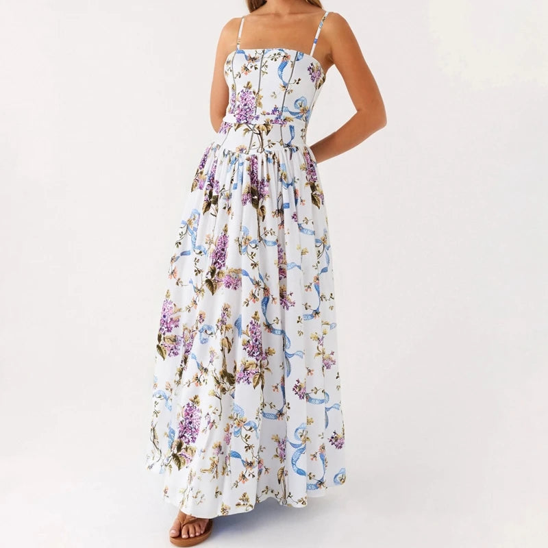 Robe longue d'été à imprimé floral pour femmes