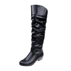 Bottes en cuir à talon pour femmes