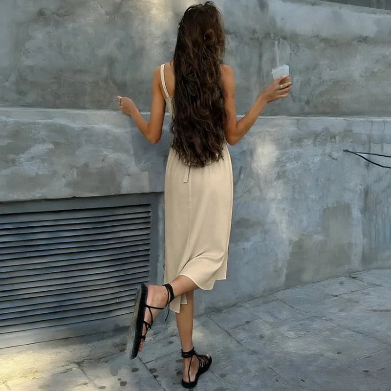 Robe longue à lacets décontractée pour femmes