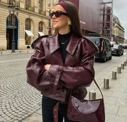 Veste Rétro Femme – Similicuir PU
