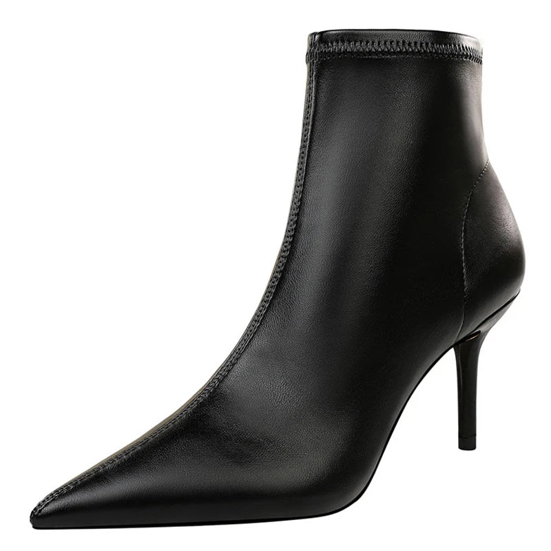 Bottes en cuir à talons hauts pour femmes
