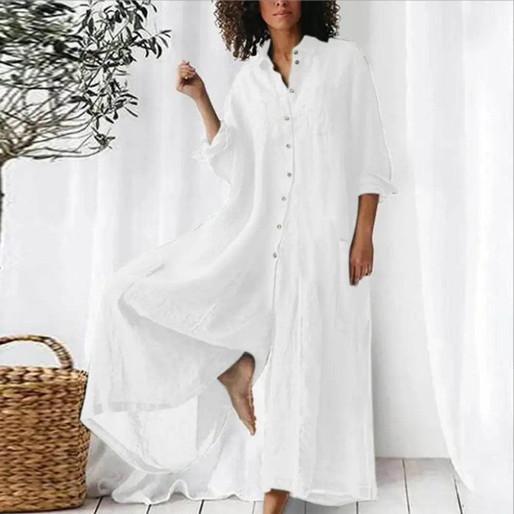 Combinaison ample vintage en coton et lin pour femmes