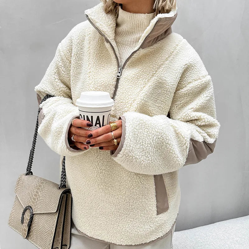 Sweat-shirt surdimensionné à col montant pour femmes