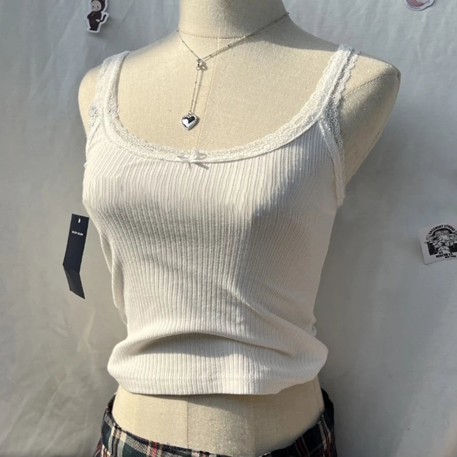 Tops court en fibre de dentelle pour femmes