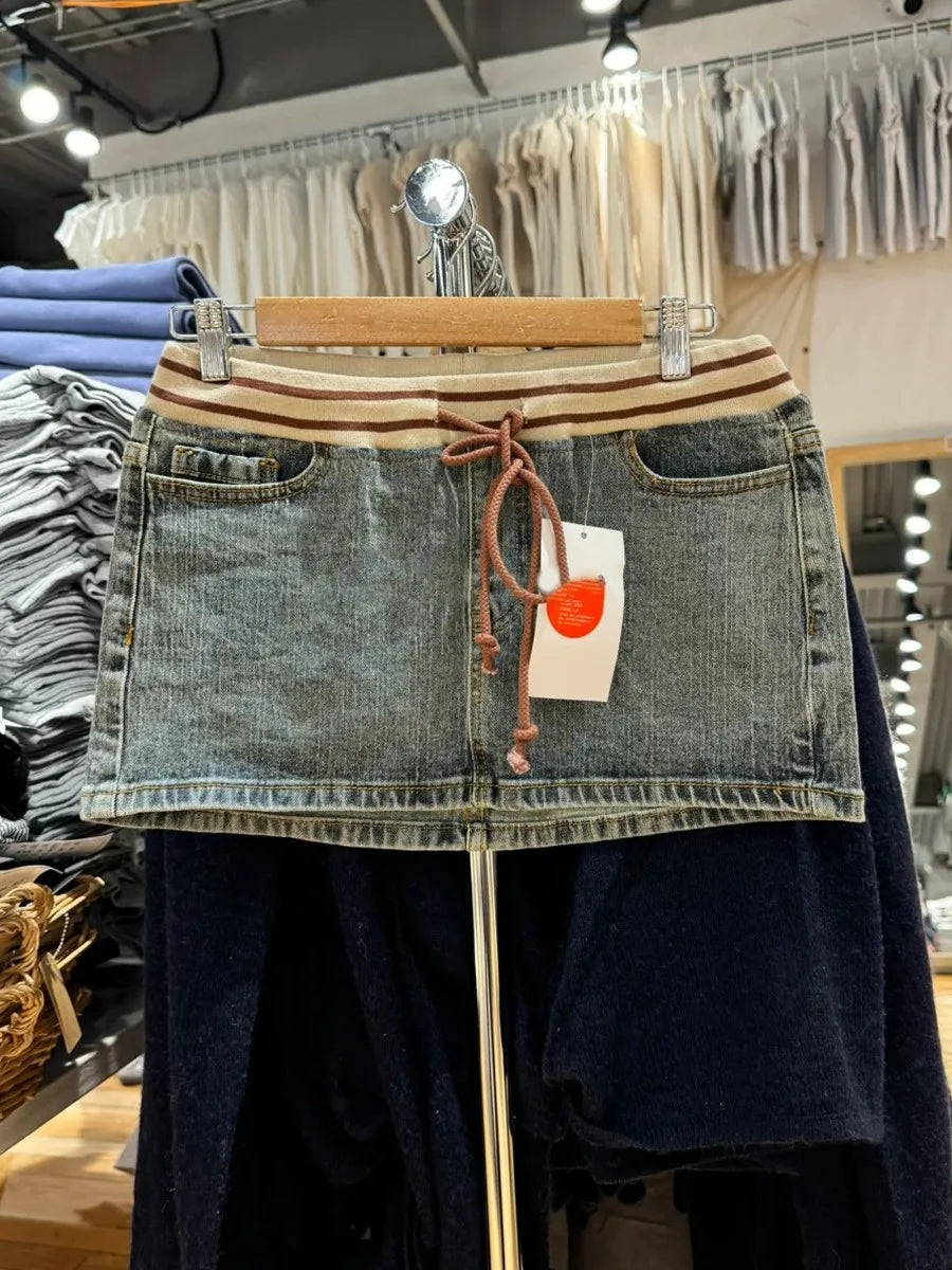 Mini jupes cargo en jean vintage pour femmes